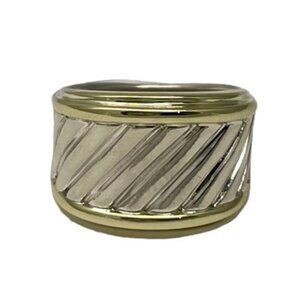 David Yurman 14KY and Sterling Silver Cigar Band Ring